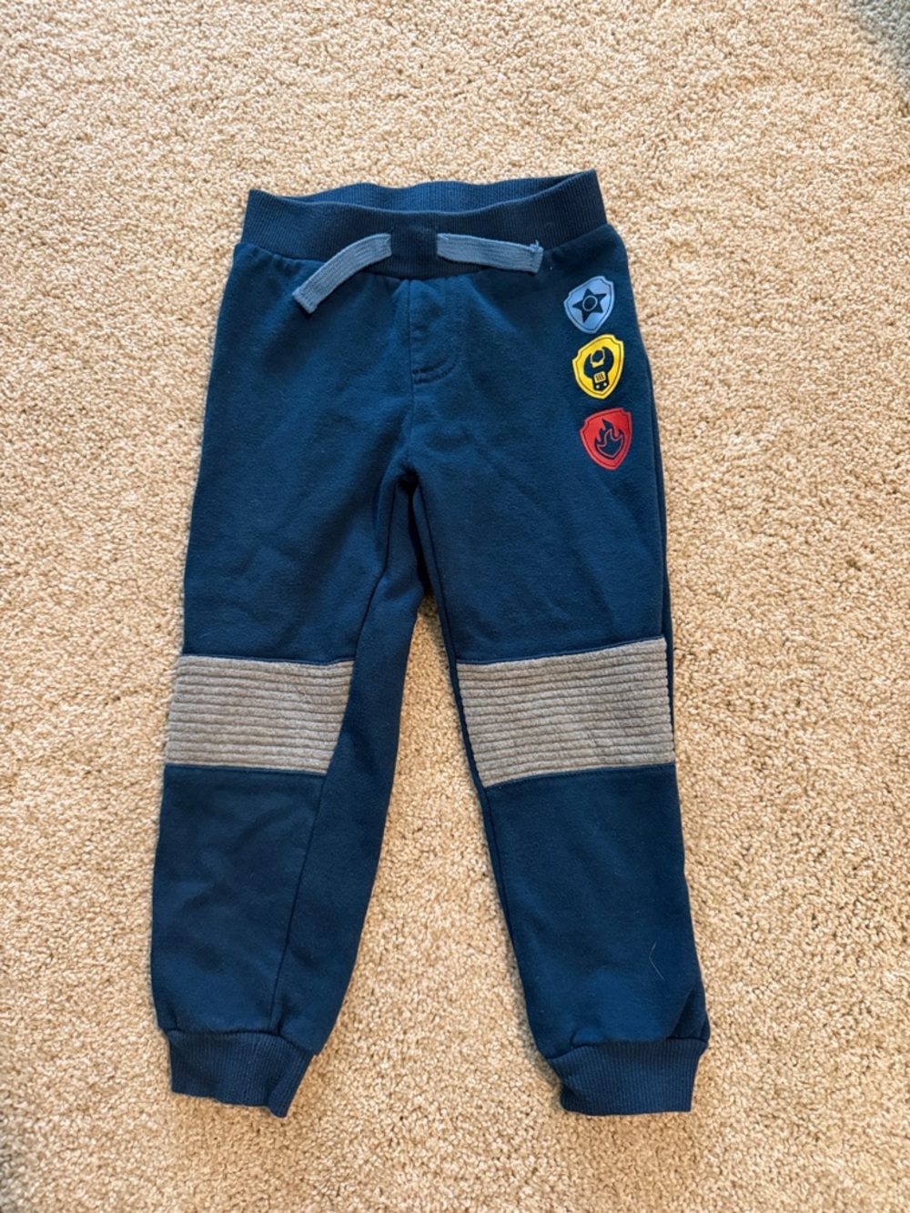 Paw Patrol Navy Jogger Pants with Gray Knee Panels and Badge Patches